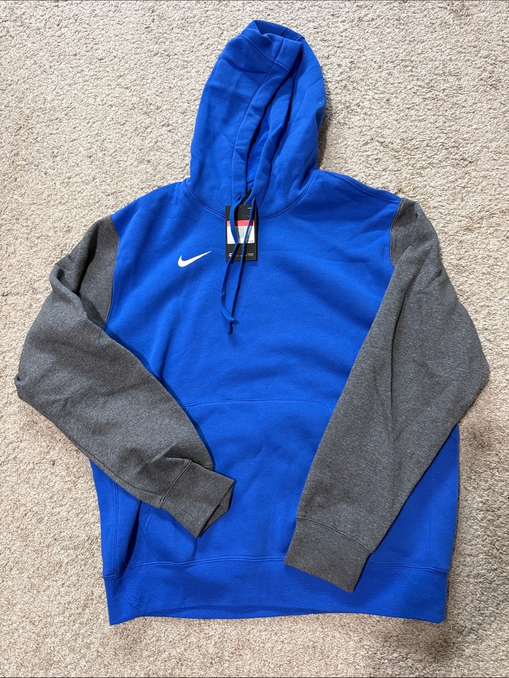 Nike Royal Blue Hoodie with Gray Sleeves